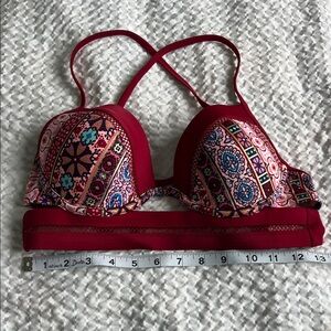 Vibrant Patterned Bikini Top - Red